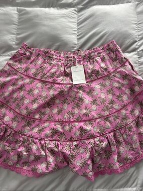 Pink Pineapple Print Tiered Ruffle Skirt